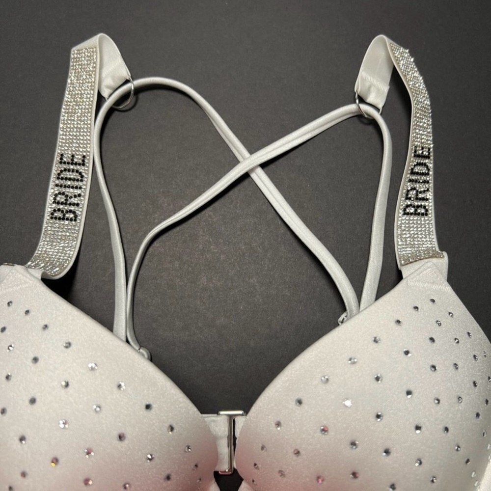 Victoria Secret 34A Bombshell Push Up Bikini Top Bride Shine Strap White - Picture 3 of 6